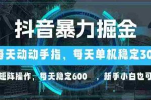 （14541期）抖音暴力掘金，动动手指就可以，单机30+，可矩阵操作，每天稳定600+，…