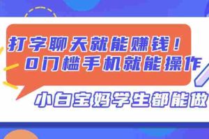 （14370期）打字聊天就能赚钱！0门槛手机就能操作，小白宝妈学生都能做!