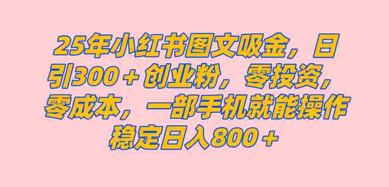（14437期）25年小红书创业粉图文自热打法，一部手机简单操作， 日引300＋创业粉，零投资，零成本，每天利用20分钟就能完成