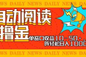（13189期）全自动阅读撸金，单窗口收益10-50+，可批量矩阵轻松日入1000+，新手小…