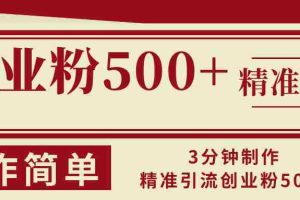 （13073期）3分钟制作精准引流创业粉500+操作简单