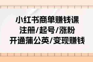 （11130期）小红书商单赚钱课：注册/起号/涨粉/开通蒲公英/变现赚钱（25节课）