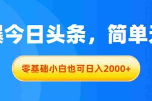 （11077期）拉爆今日头条，简单无脑，零基础小白也可日入2000+