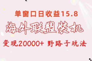 （10475期）海外联盟装机 单窗口日收益15.8  变现20000+ 野路子玩法