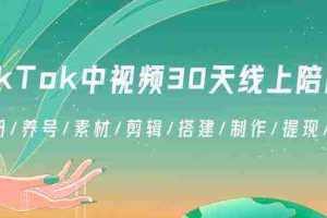 （8963期）TikTok中视频-30天线上陪跑班：注册/养号/素材/剪辑/搭建/制作/提现/等等