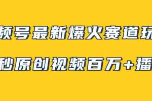 （7917期）视频号最新爆火赛道玩法，几秒视频可达百万播放，小白即可操作（附素材）