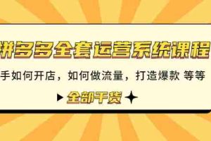 （4430期）拼多多全套运营系统课程：新手如何开店 如何做流量 打造爆款 等等 全部干货