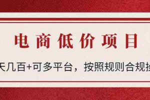 （4350期）电商低价赔FU项目：一天几百+可多平台，按照规则合规操作！
