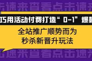 （3999期）巧用活动付费打造“0-1”爆款，全站推广顺势而为，秒杀新晋升玩法