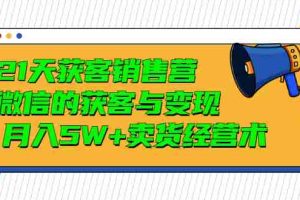 （2997期）21天获客销售营，带你微信的获客与变现  月入5W+卖货经营术