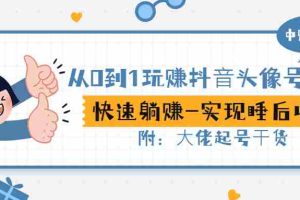 （2862期）从0到1玩赚抖音头像号：快速躺赚-实现睡后收！附：大佬起号干货！