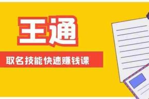 （1404期）王通：不要小瞧任何一个小领域，取名技能快速赚钱，年赚2000W+利润(无水印)