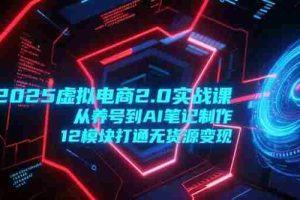 （15206期）2025虚拟电商2.0实战课，从养号到AI笔记制作，12模块打通无货源变现