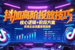 （15240期）抖加高阶投放技巧，核心逻辑+阶段方案，实体企业流量变现指南