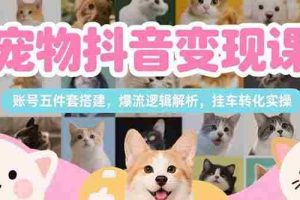 （15379期）宠物抖音变现课，账号五件套搭建，爆流逻辑解析，挂车转化实操