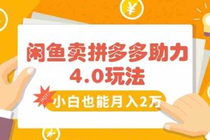 （15634期）闲鱼卖拼多多助力项目4.0玩法，蓝海市场小白也能日入1000