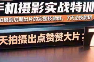 （15949期）手机摄影实战特训，从拍摄到后期出片的完整技能链，7天拍出点赞大片