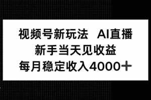 （16080期）视频号新玩法AI直播，新手小白当天见收益，月入4000+