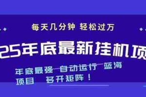 （16807期）2025年年底最新挂机项目，不看电脑配置！每天几分钟，月入1000＋，可矩阵，一台电脑支持多个…