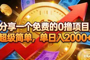 （16829期）分享一个免费的0撸项目，超级简单，单日入2000+